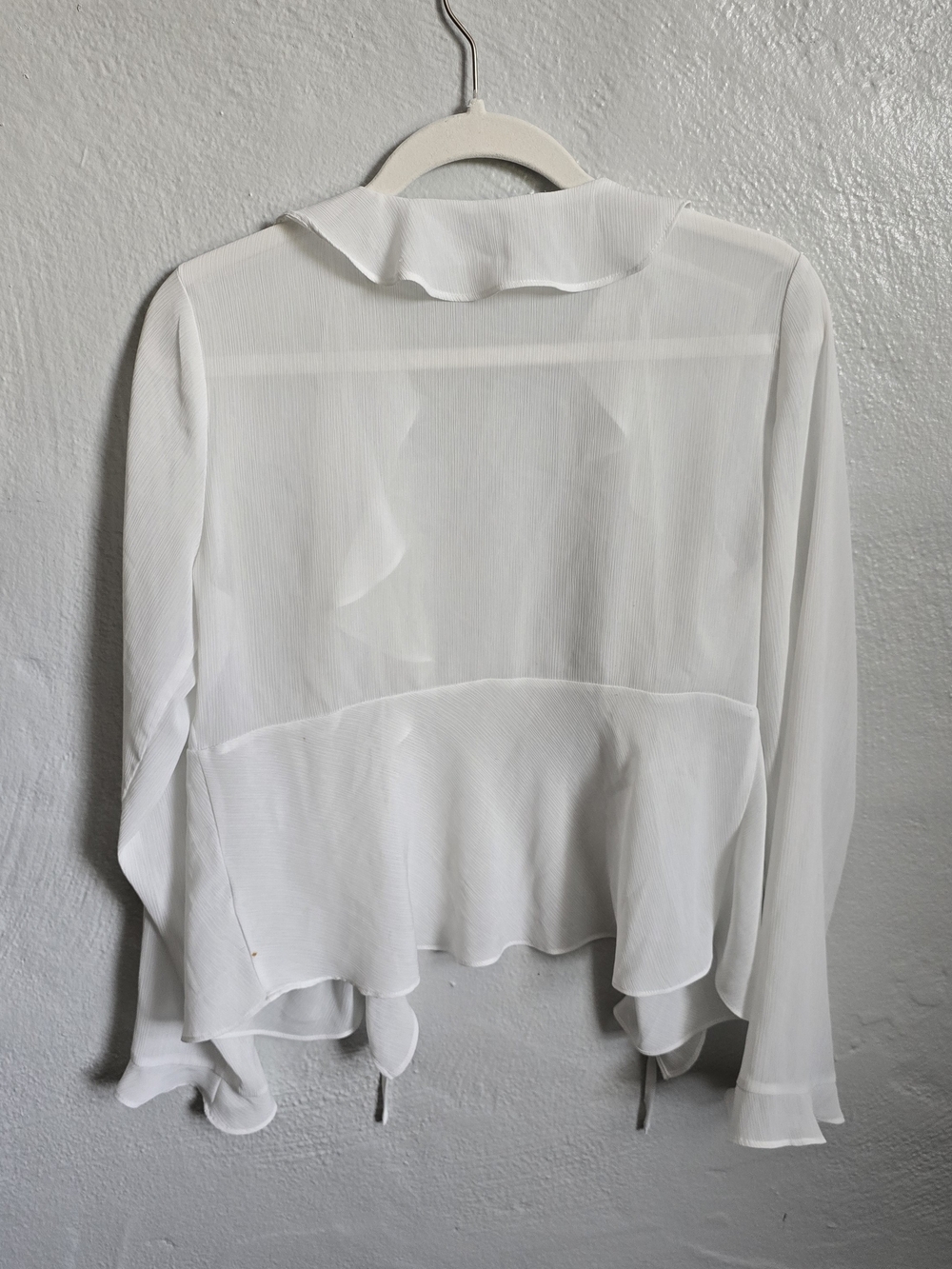 White Ruffle Open-Front Blouse - Picture 3 of 4